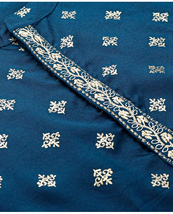 Navy Blue- Foil Printed Kurta Dhoti Set