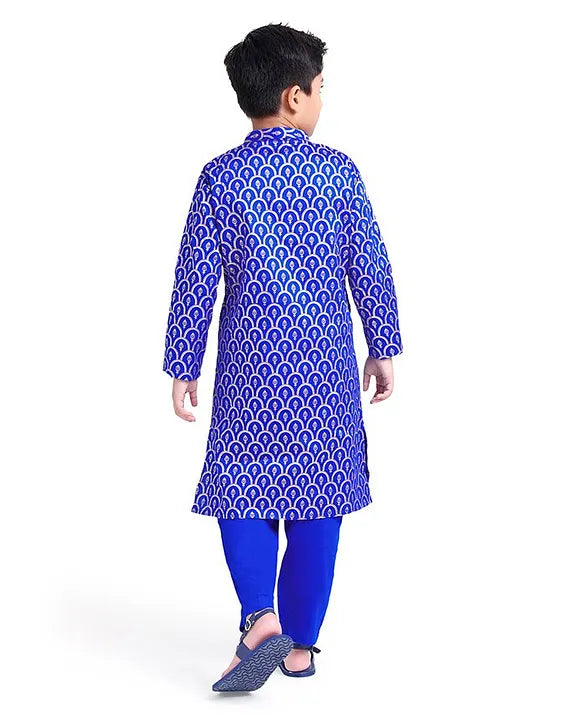 Royal Blue- Foil print Kurta Pajama Set