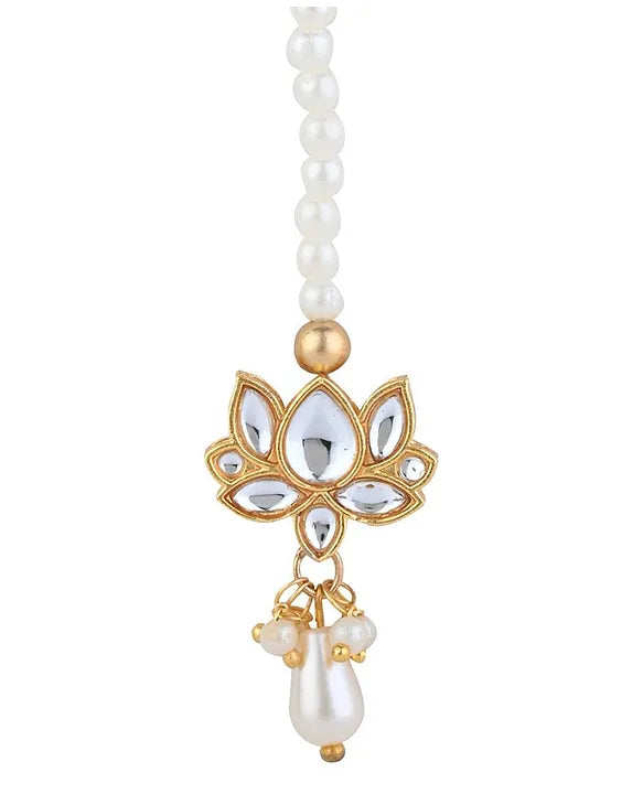 Kundan Stone Embellished Maang Tikka - White