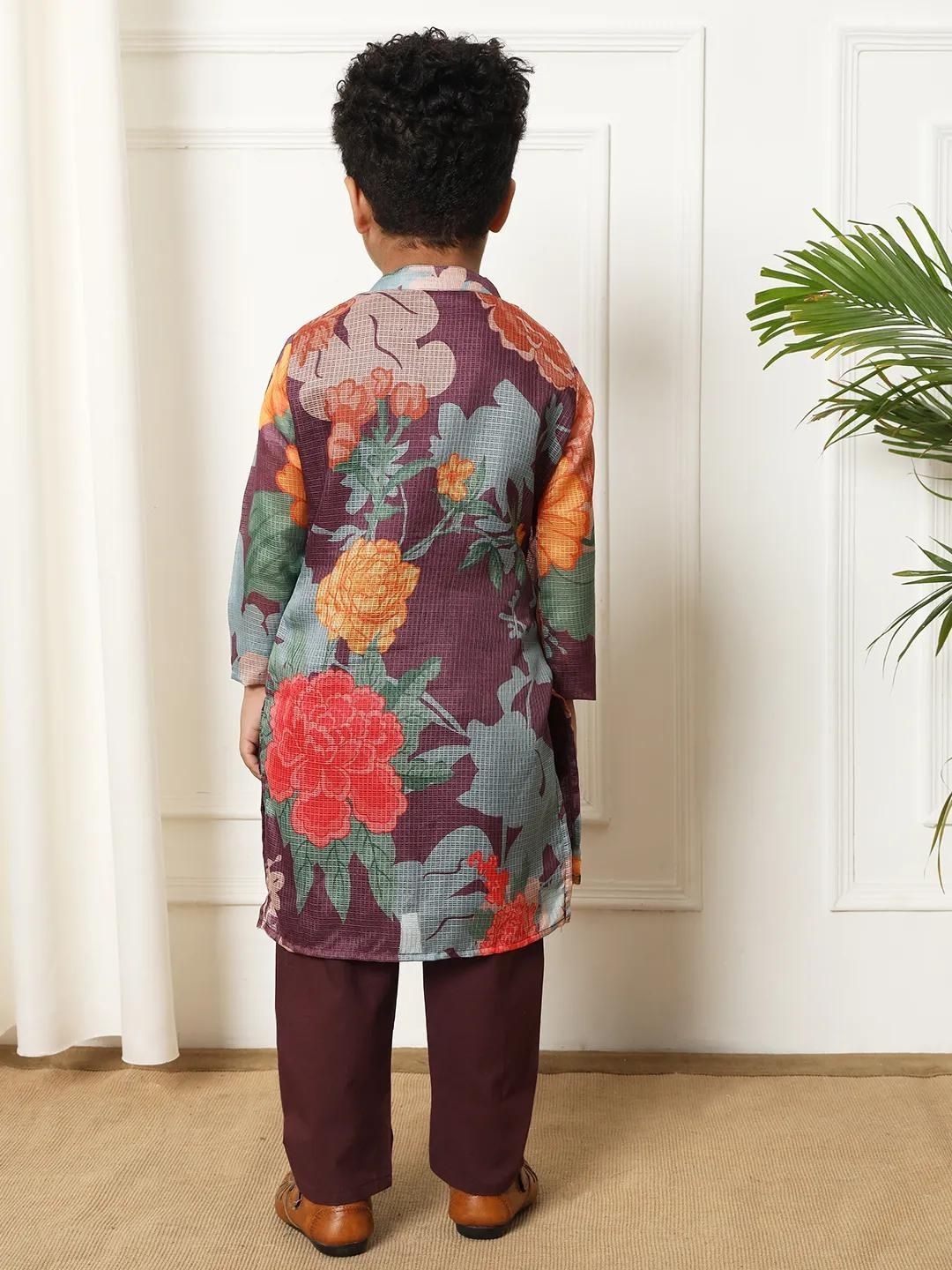 Floral Violet Color Kurta and Pajama