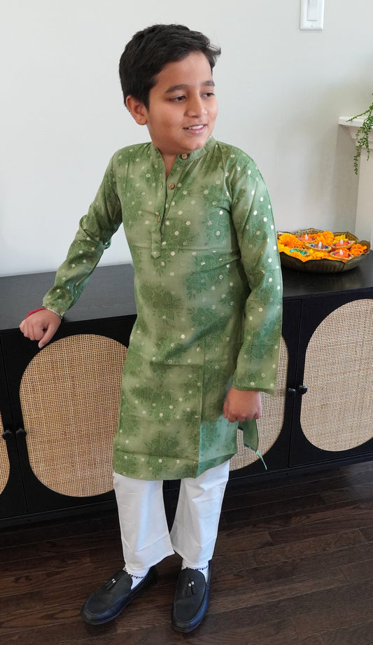 Olive Green Color Kurta and Pajama