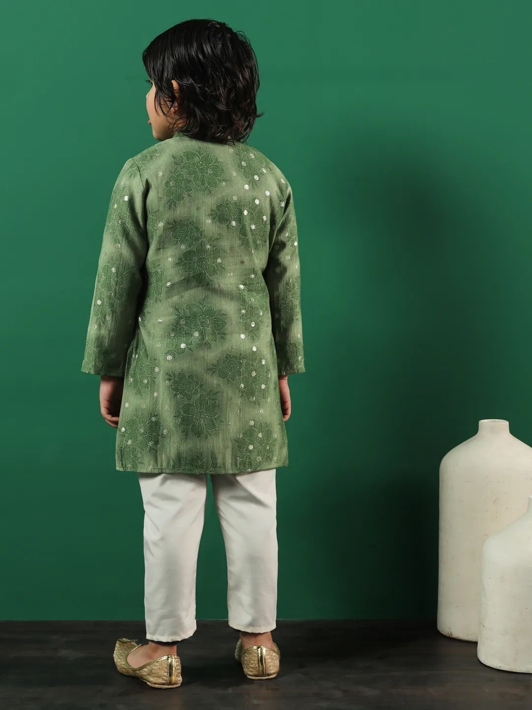 Olive Green Color Kurta and Pajama