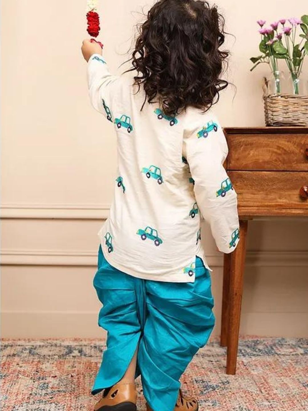Blue and Cream Color Kurta With Dhoti