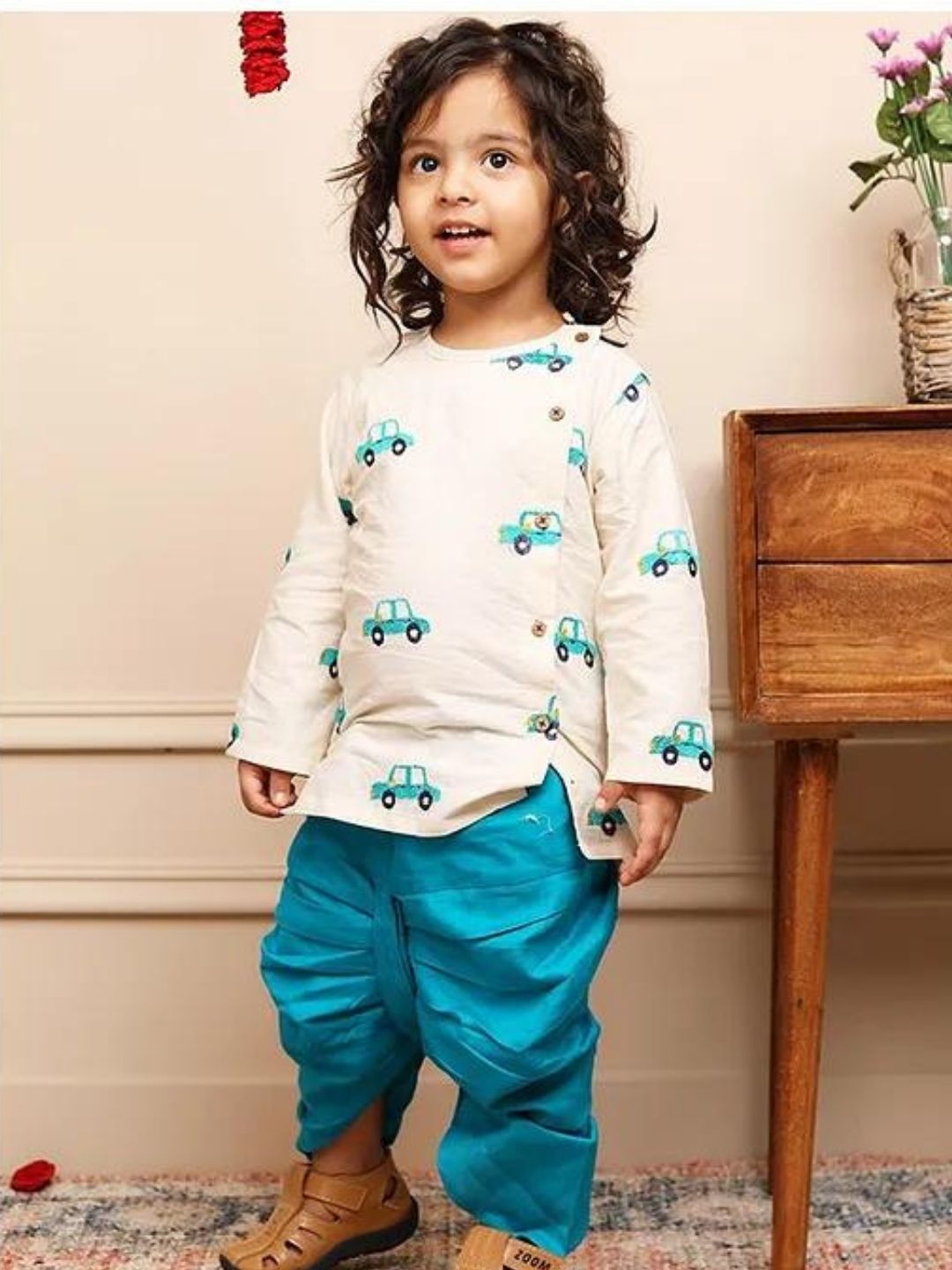 Blue and Cream Color Kurta With Dhoti