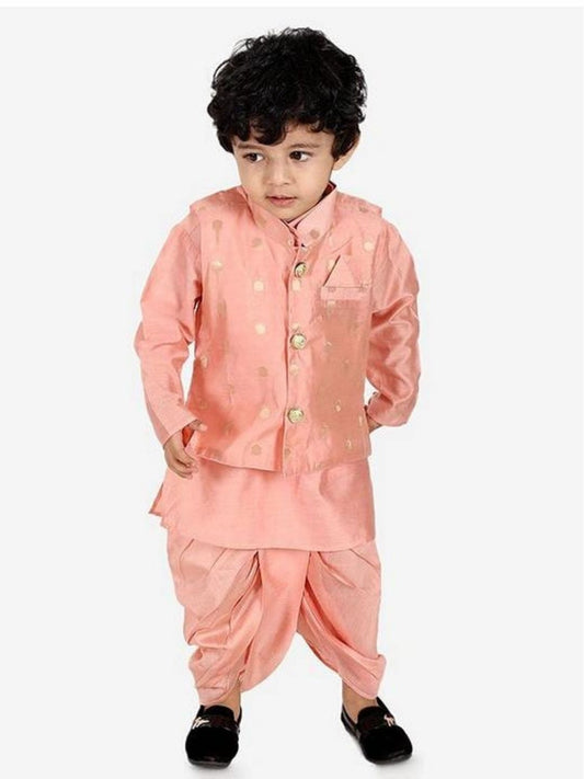 Peach Color Dhoti Kurta With Jacket
