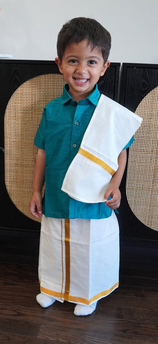 Rama Green Mundu Lungi Set