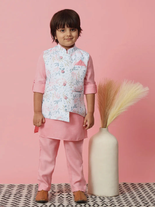 Pink Kurta And Trouser With Jacket