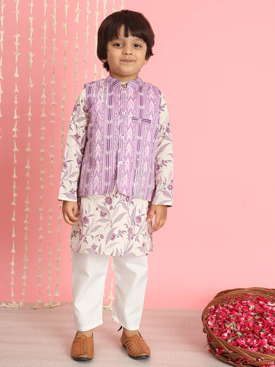 Purple Kurta With Pyjama & Jacket