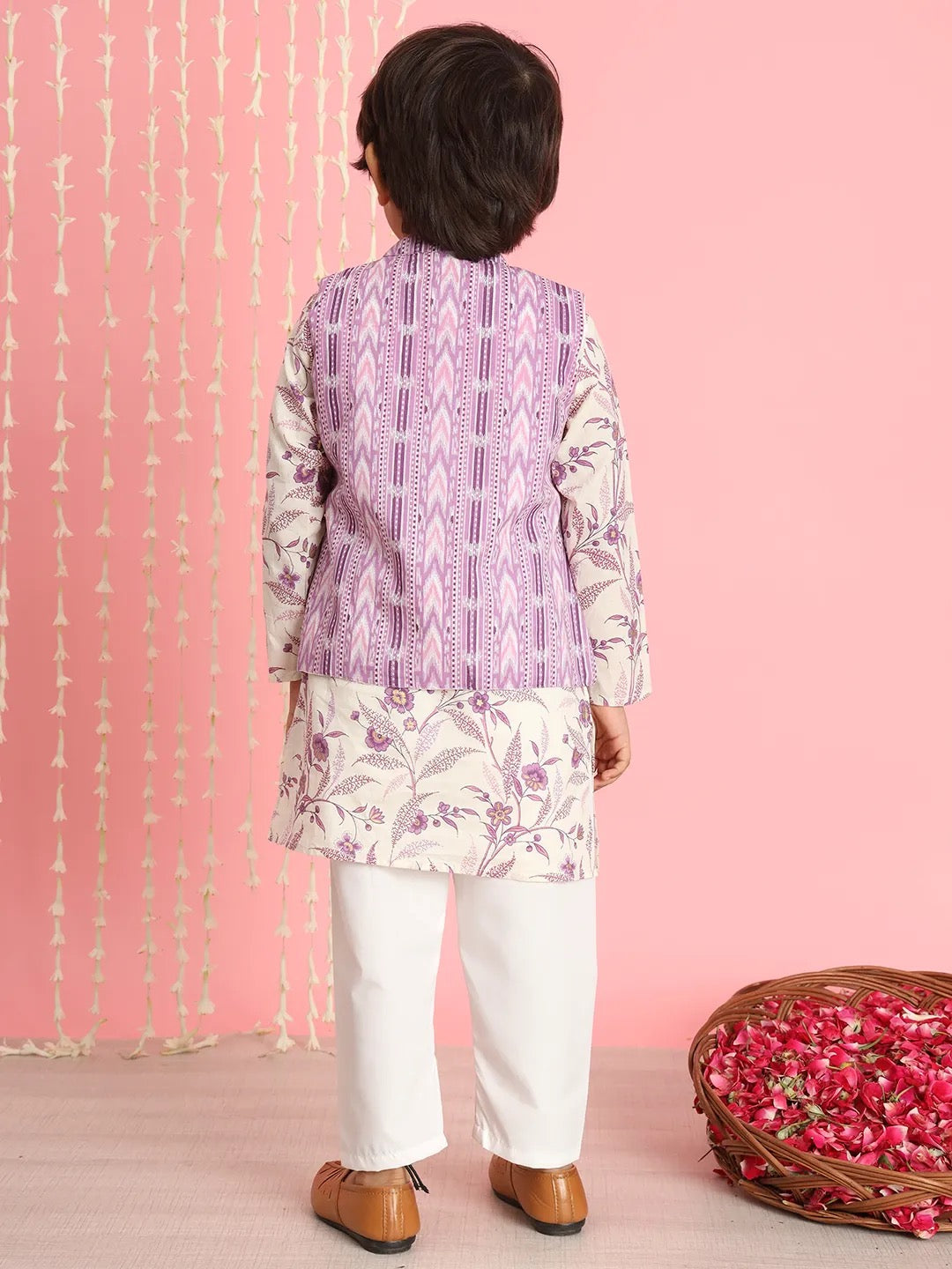 Purple Kurta With Pyjama & Jacket