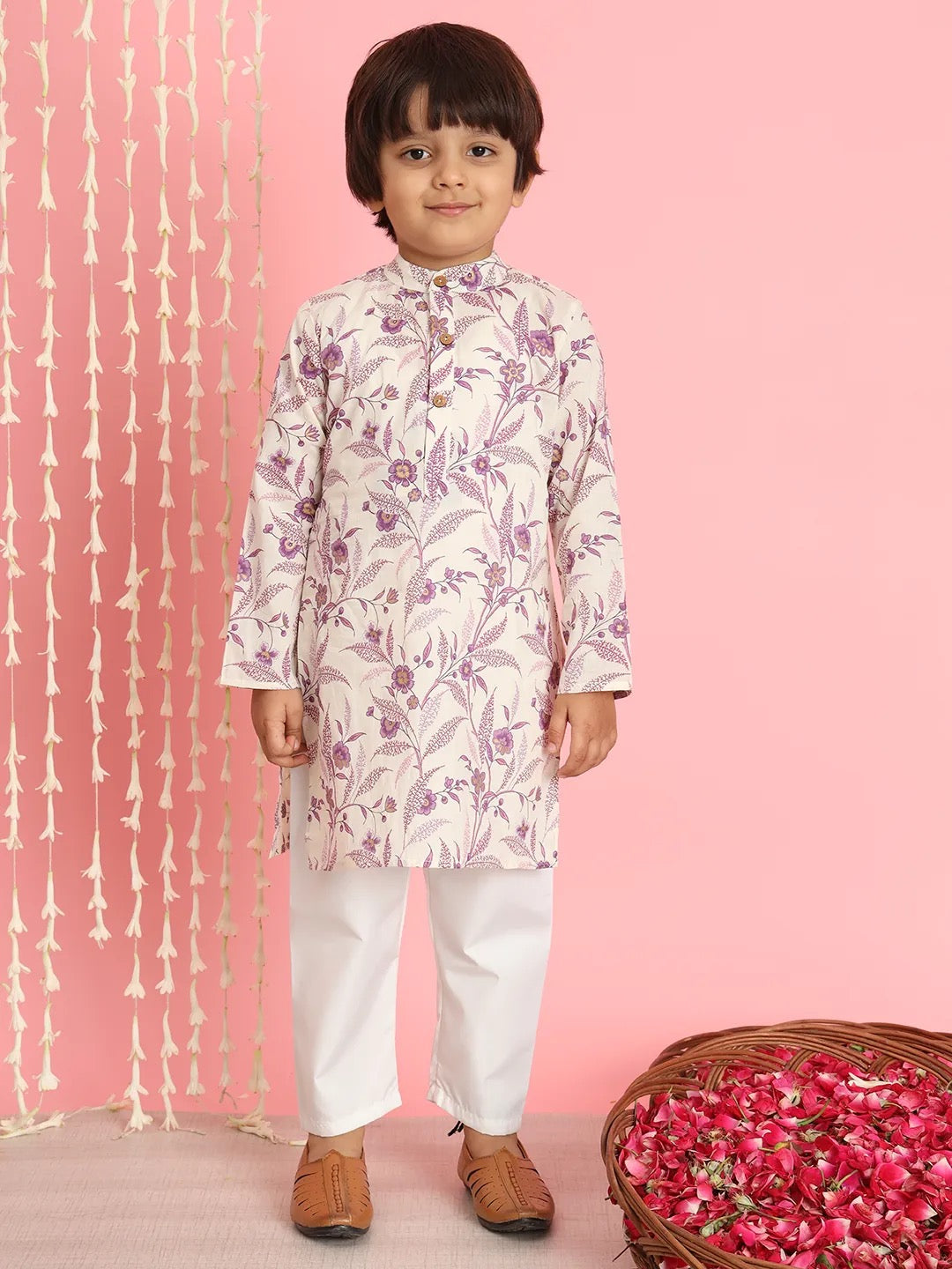 Purple Kurta With Pyjama & Jacket