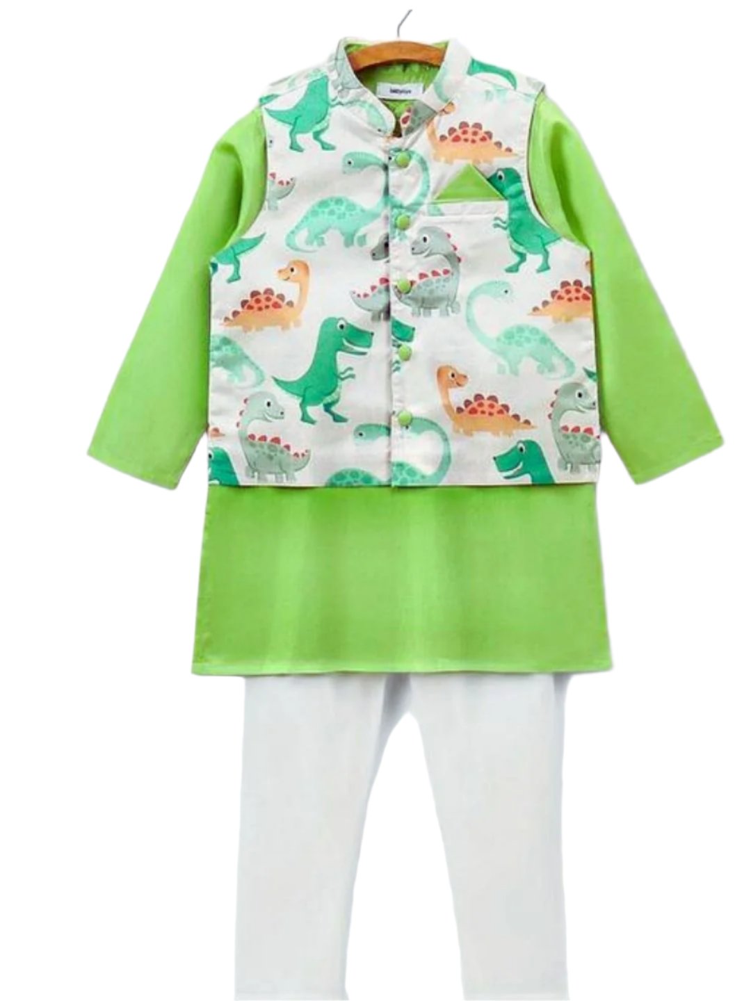 Green Dino Kurta And Pyjama Set