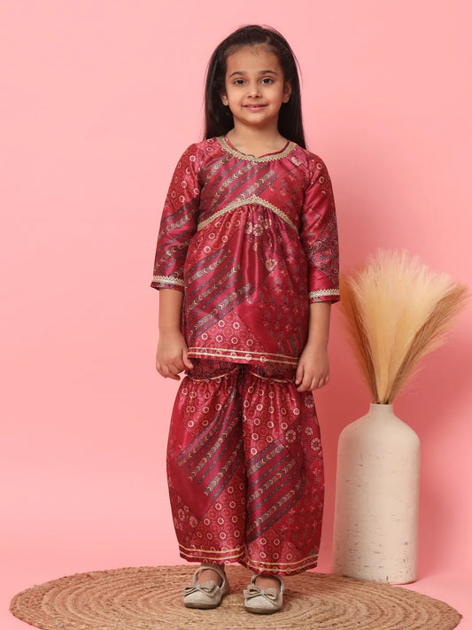 Maroon Kurti With Sharara