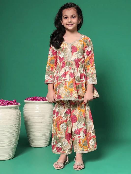 Mustard Color Kurti With Sharara