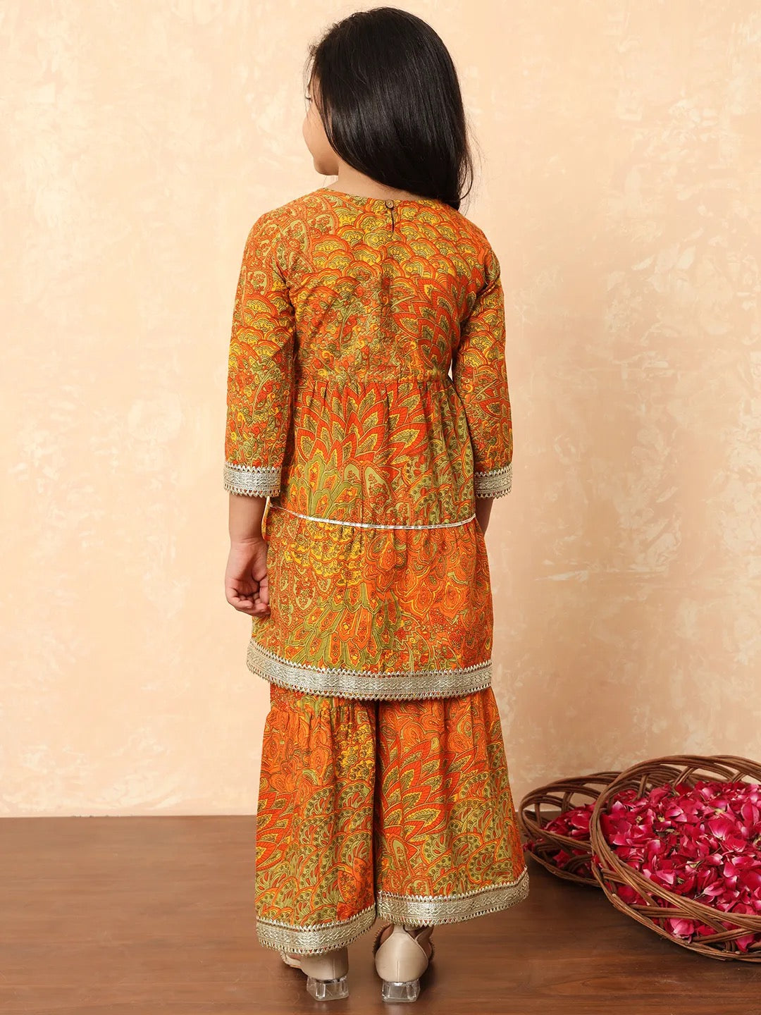 Orange Color Kurti With Sharara