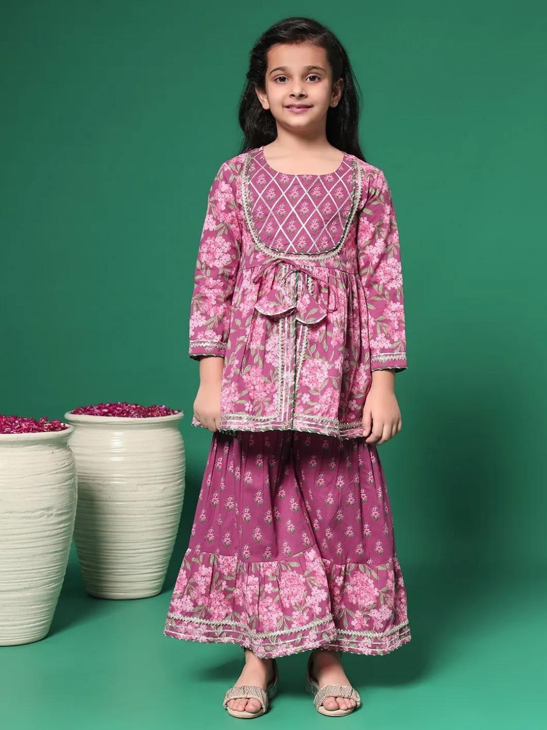 Burgundy Color Kurti With Sharara
