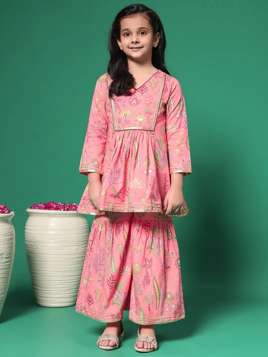 Light Pink Color Kurti With Sharara
