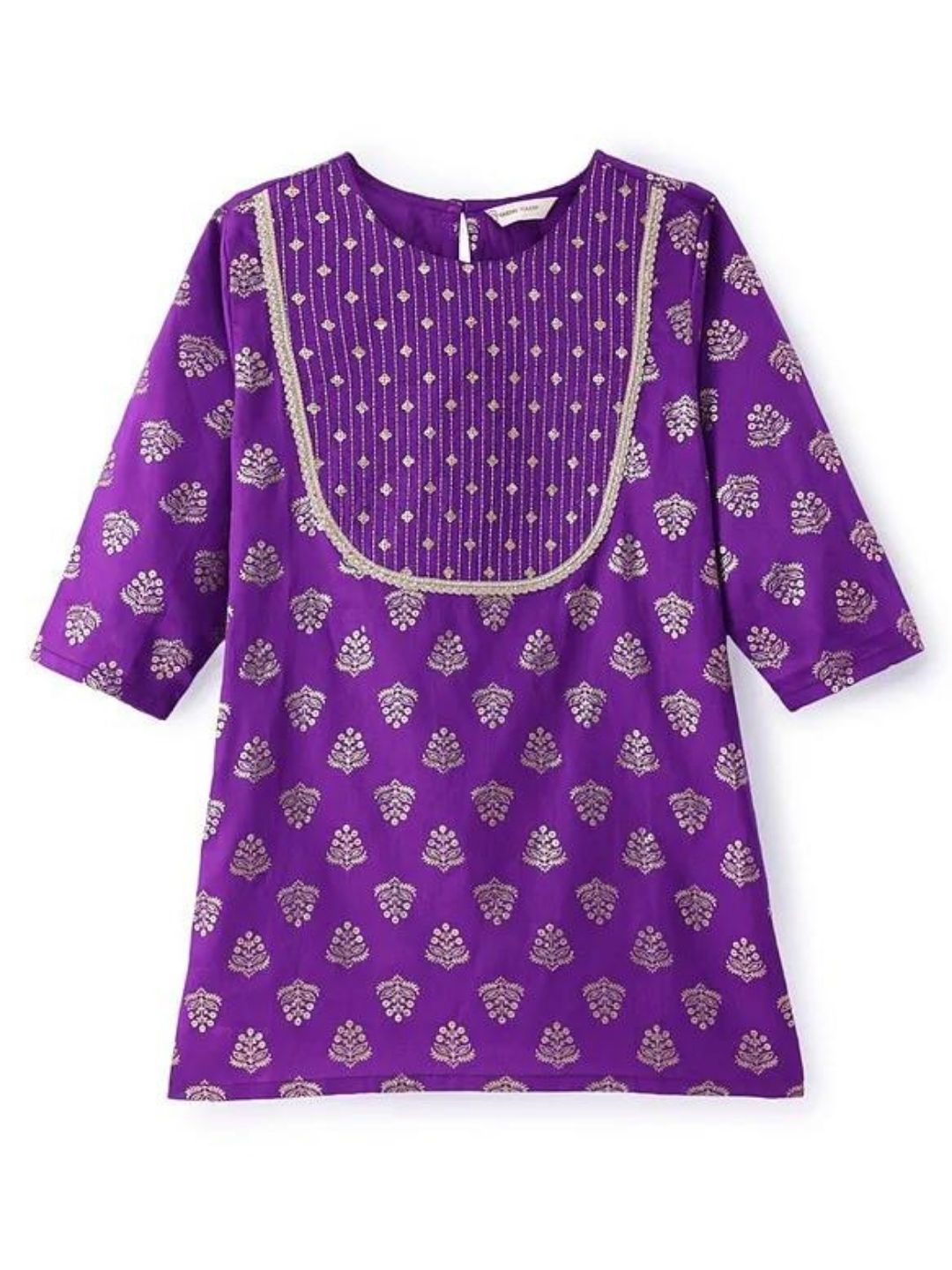 Purple Foil Printed Kurta Gharara & Dupatta Set