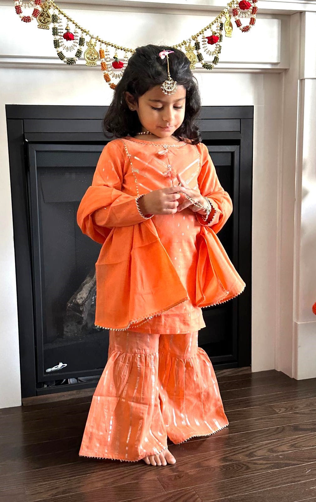 Orange - Kurti With Gharara & Dupatta