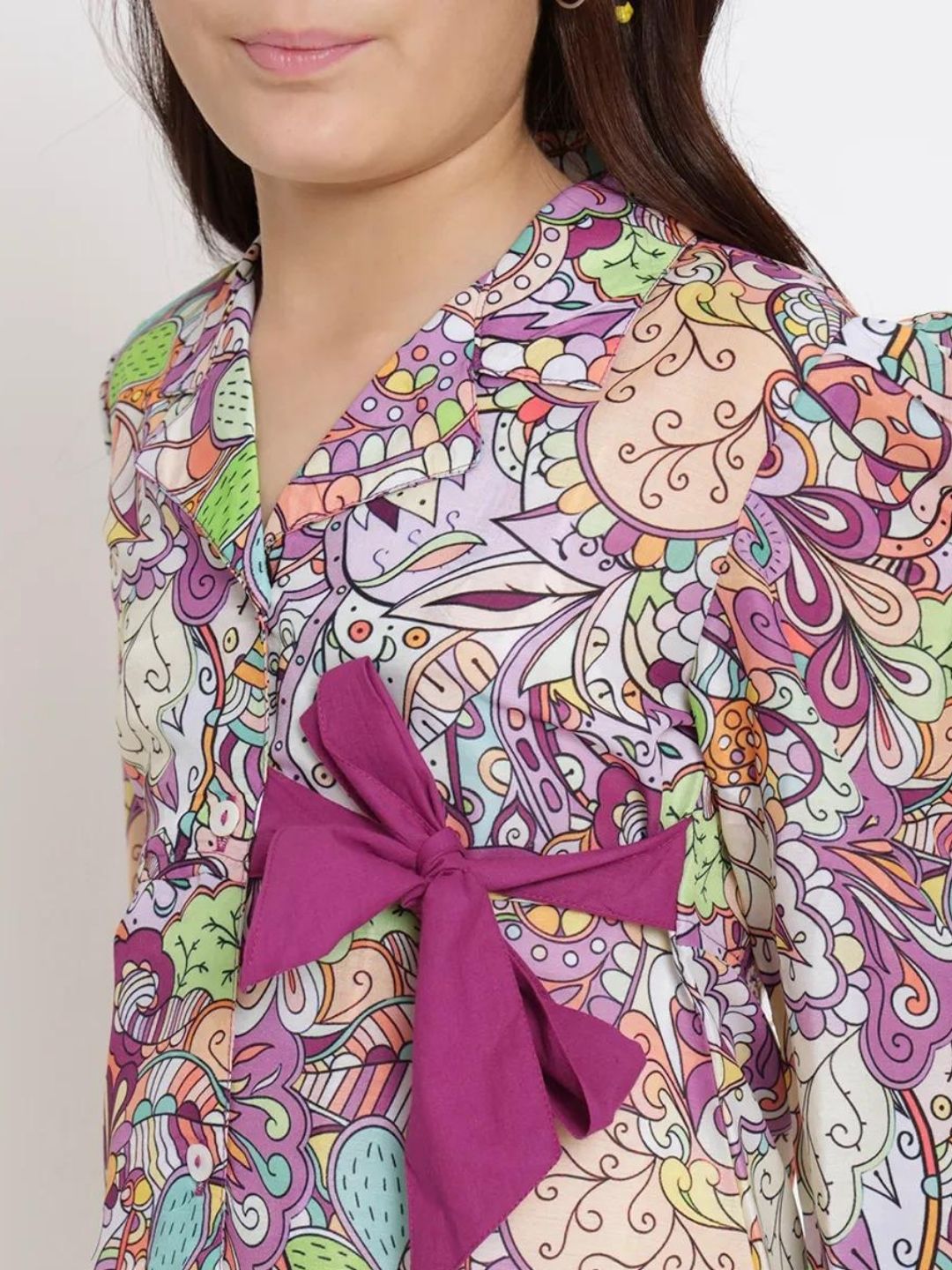 Fabric Purple Color Co - Ord Set