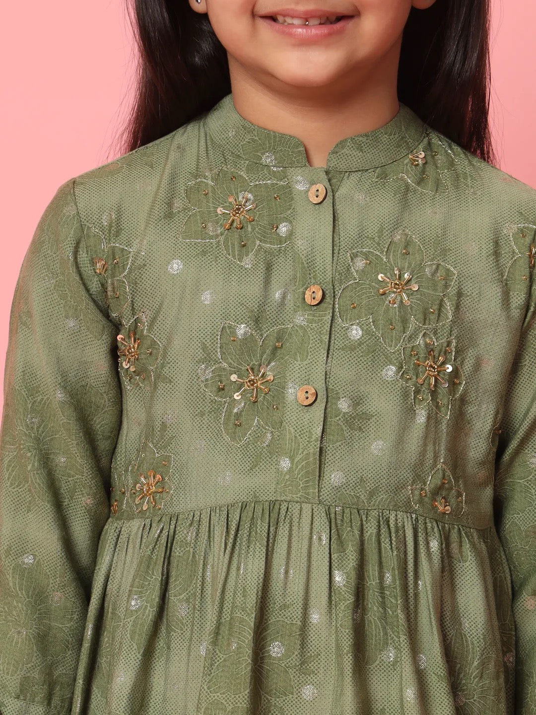 Green Color Kurti With Pyjama