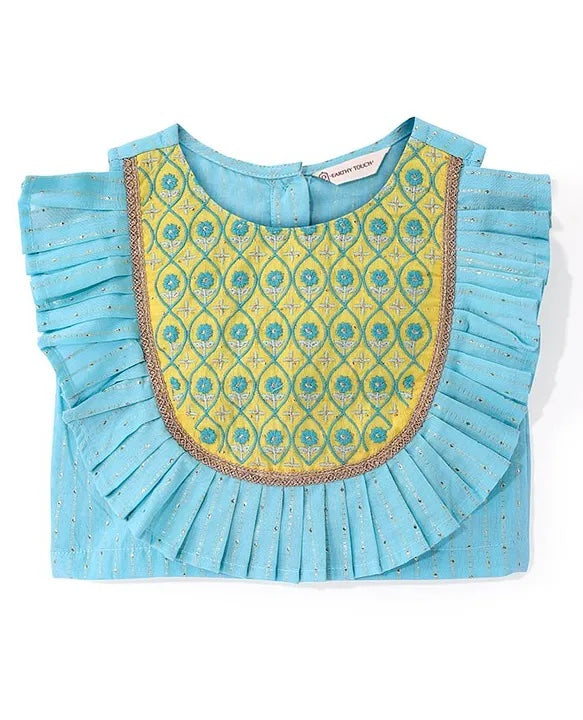 Yellow & Blue Lehenga Choli And Dupatta