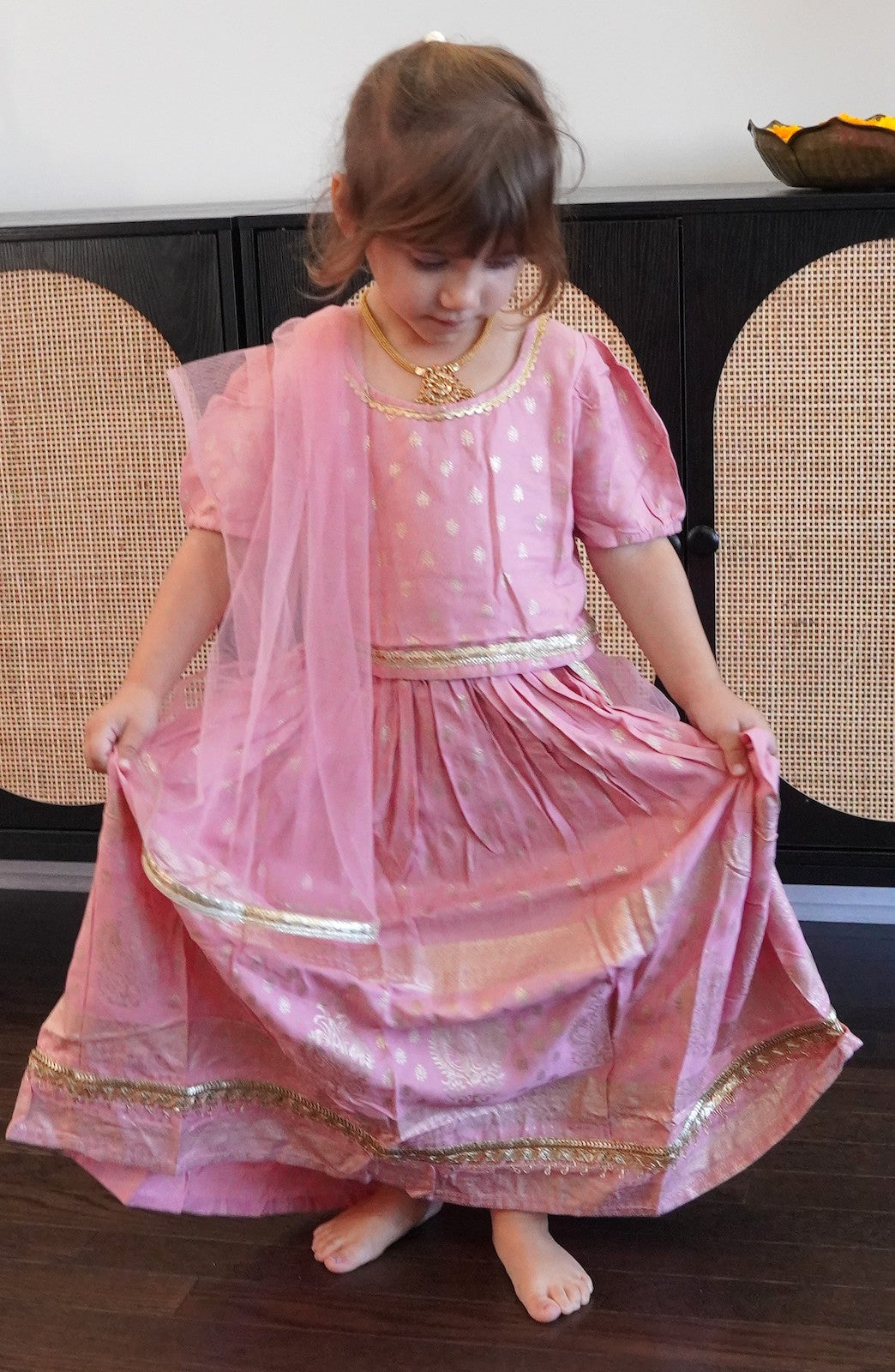 Pink & Gold - Choli Lahenga Dupatta Set