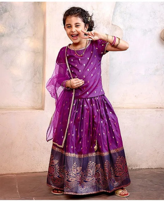 Purple - Choli With Lehenga And Dupatta Set