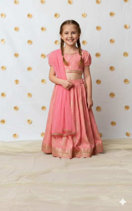Pink & Gold - Choli Lahenga Dupatta Set