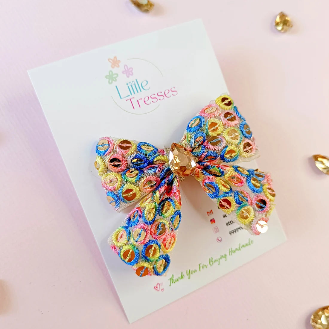 Colorful Mirror Work Bow Clip