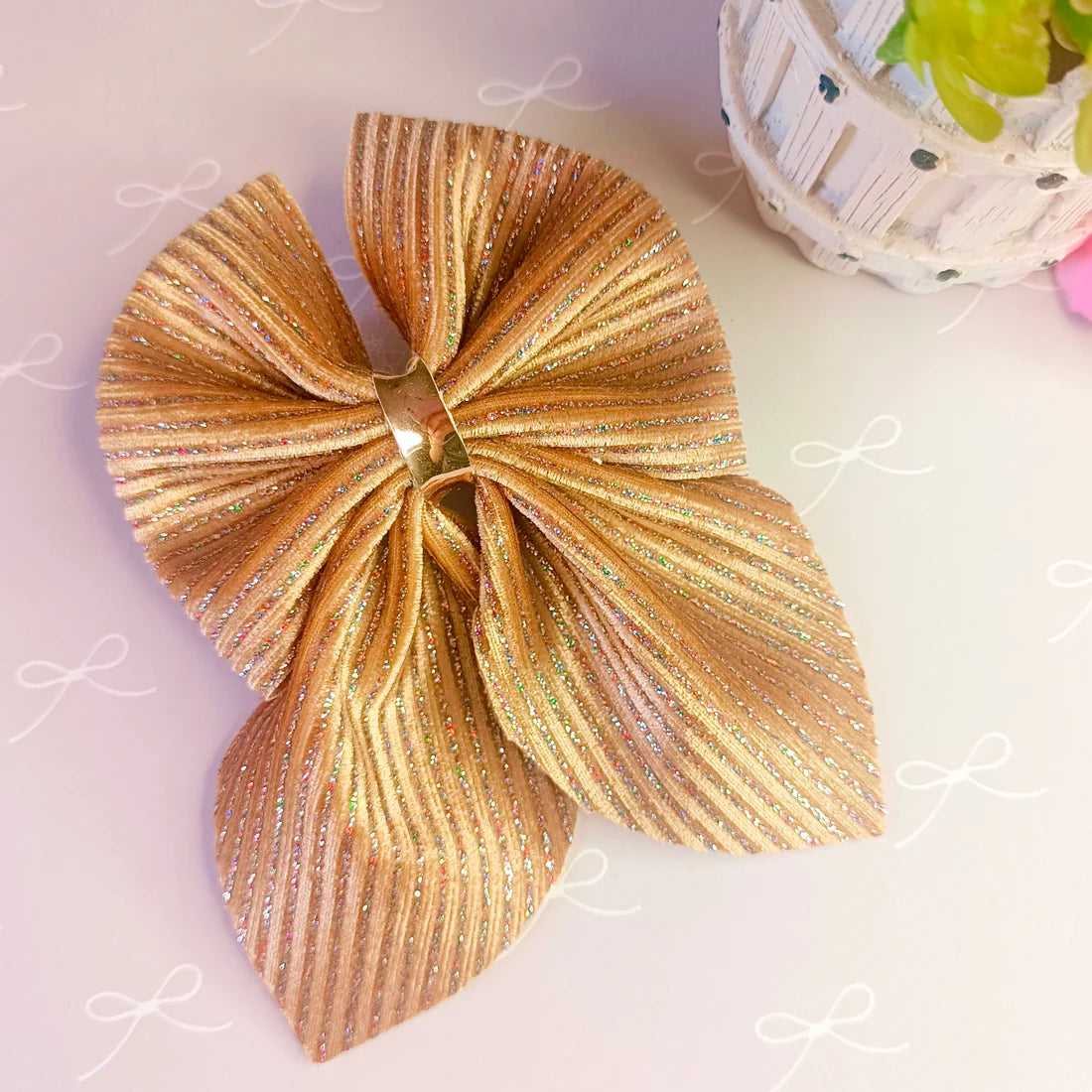 Lil’ Luxe Stripes Piggy Tail Bow Alligator Clip