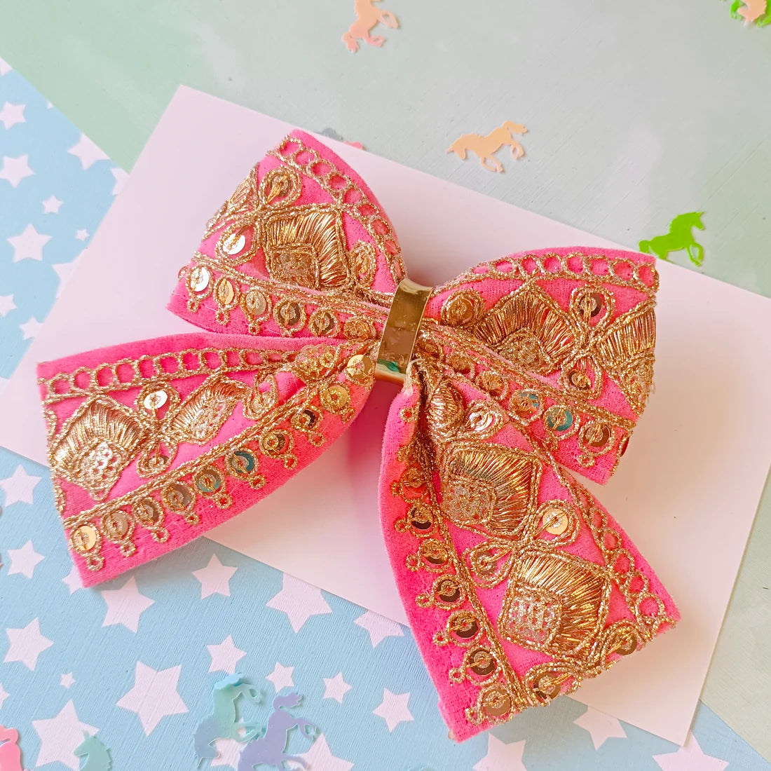 Light Pink Piggy Tail Velvet Alligator Clip