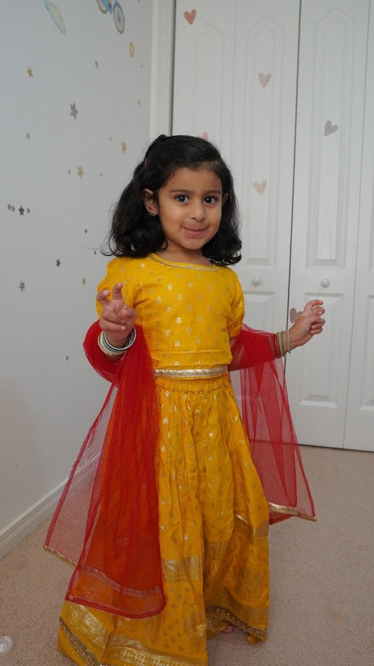 Yellow - Choli & Lehenga With Dupatta Set