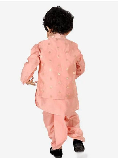 Peach Color Dhoti Kurta With Jacket