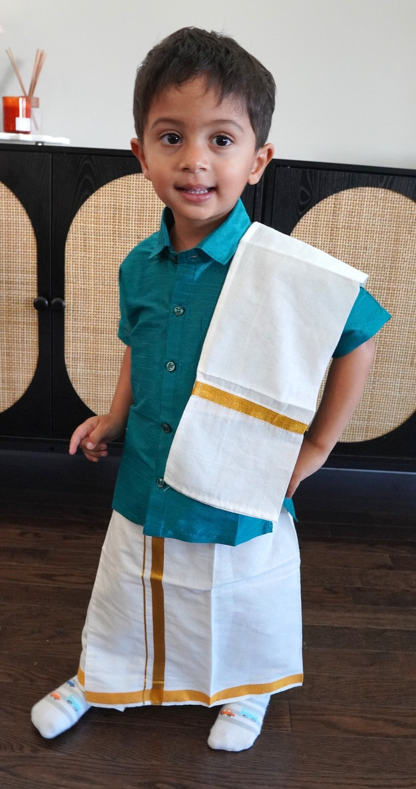 Rama Green Mundu Lungi Set