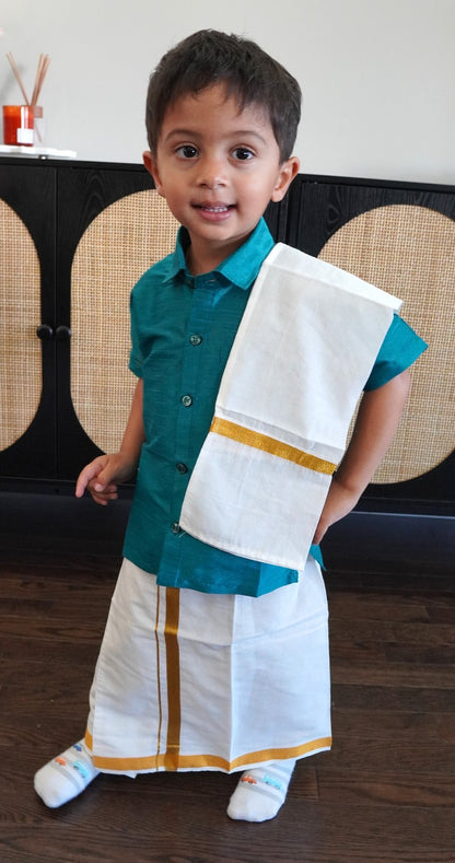 Rama Green Mundu Lungi Set