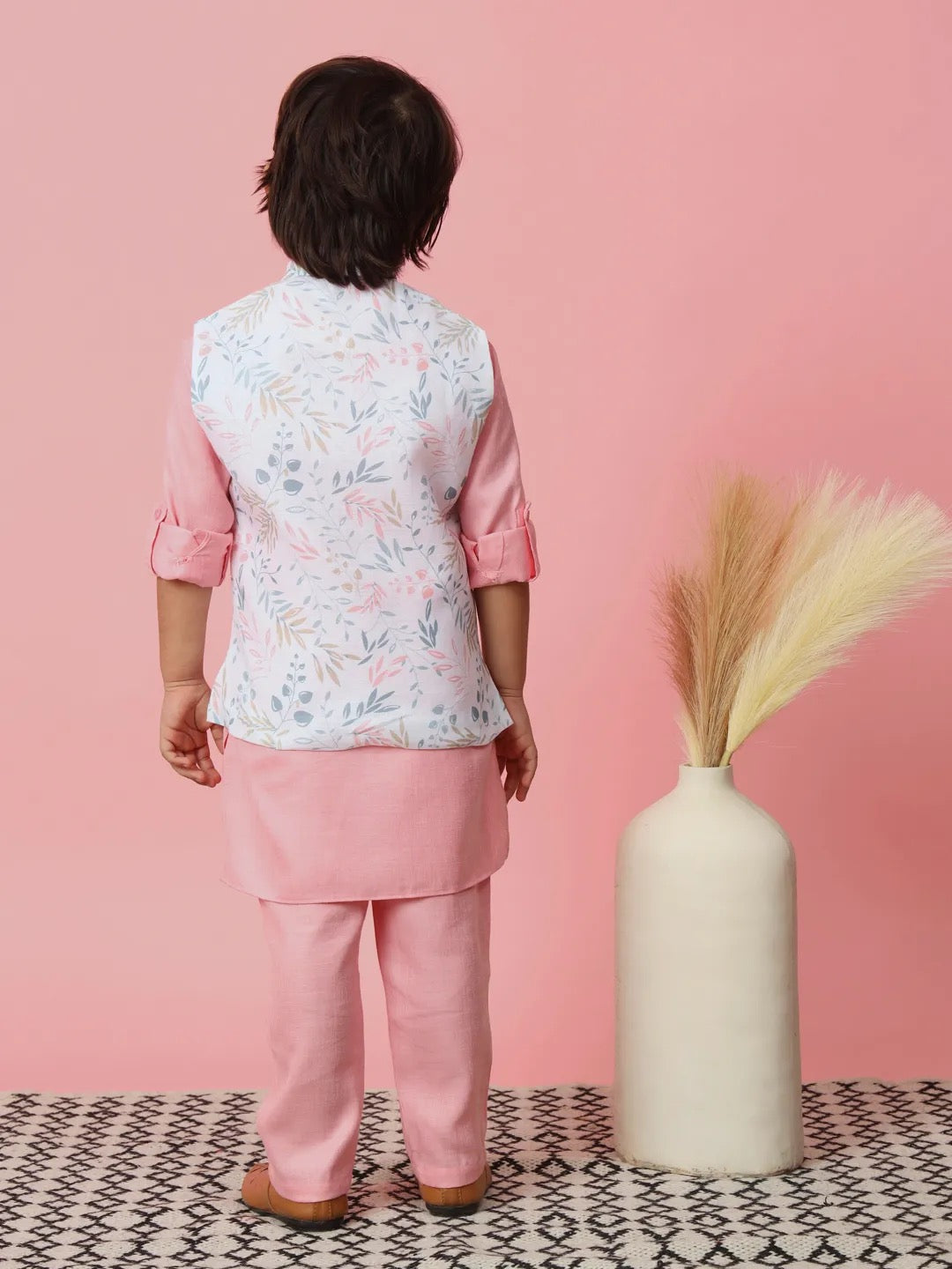 Pink Kurta And Trouser With Jacket