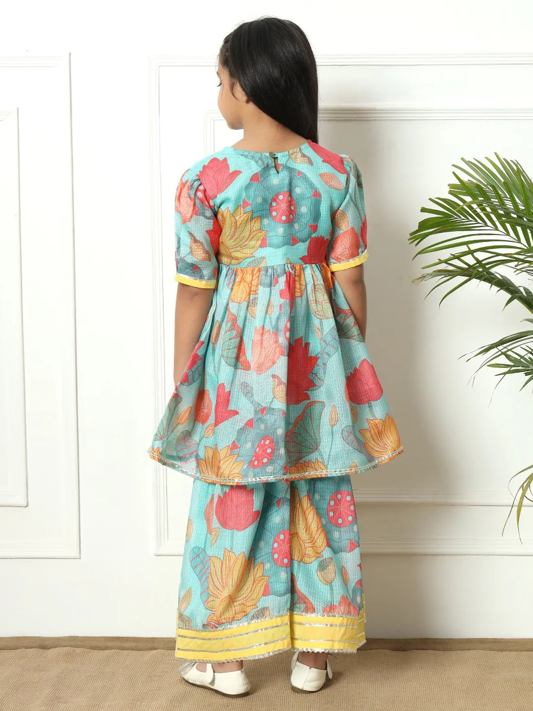 Sea Green Color Kurti With Sharara