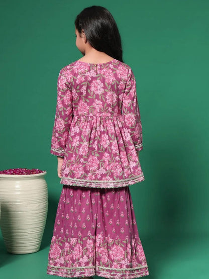Burgundy Color Kurti With Sharara