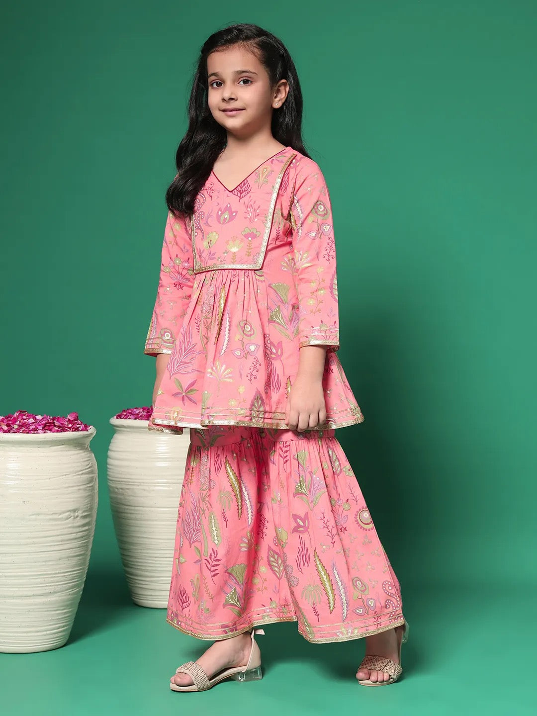 Light Pink Color Kurti With Sharara