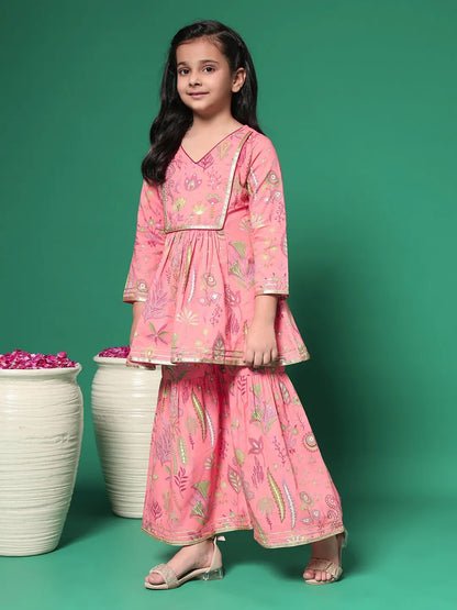 Light Pink Color Kurti With Sharara