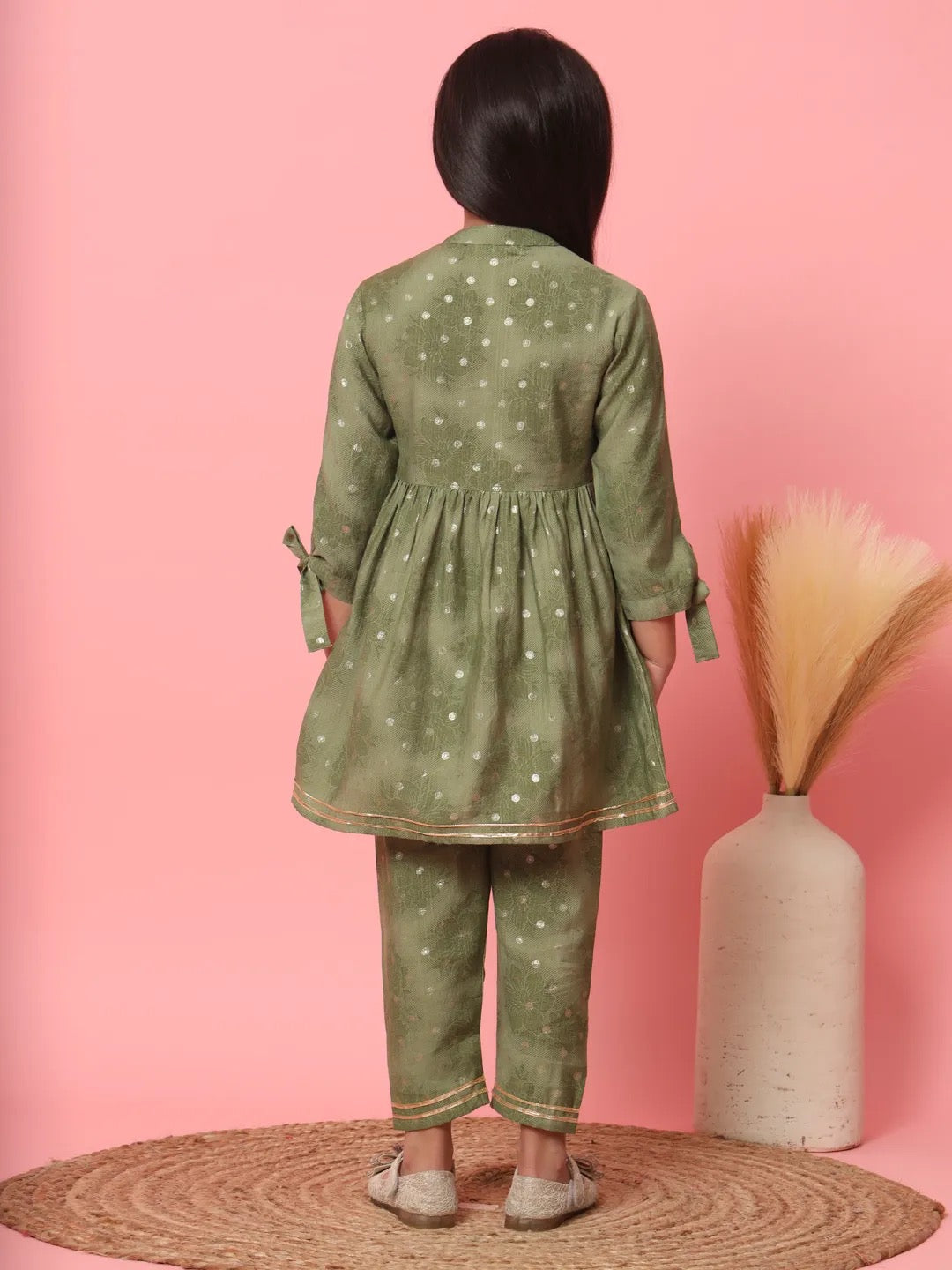 Green Color Kurti With Pyjama