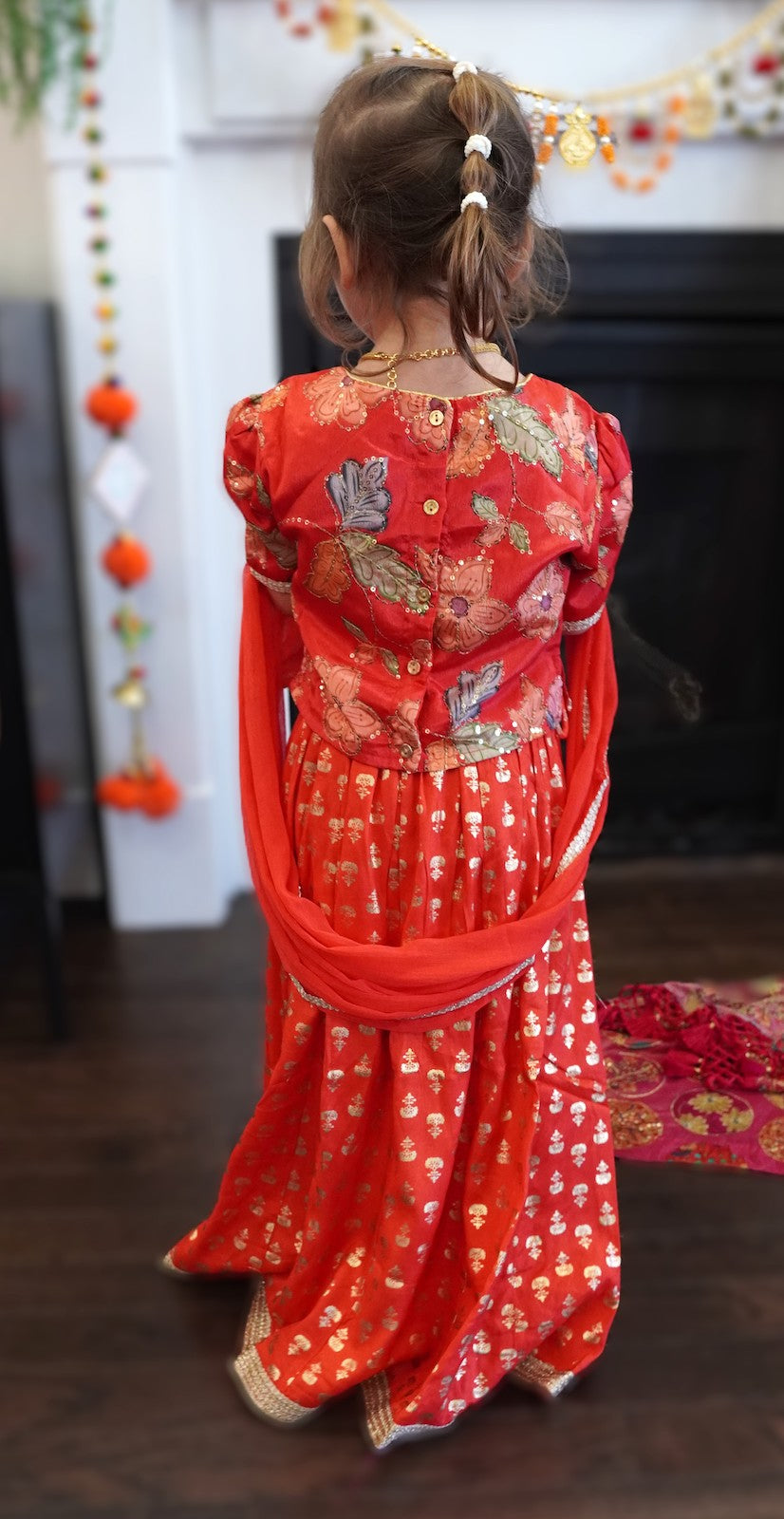 Red - Choli Lehenga Set With Lace Detailing Dupatta