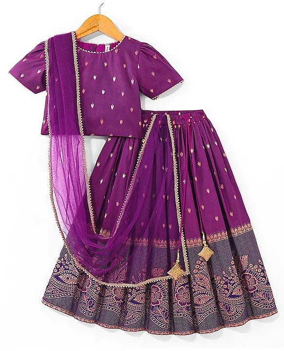 Purple - Choli With Lehenga And Dupatta Set