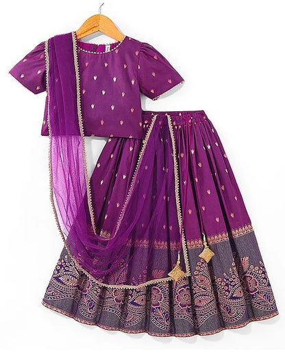Purple - Choli With Lehenga And Dupatta Set