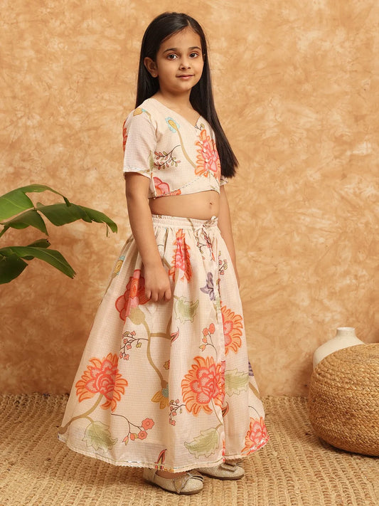 Beige Color Printed Lehenga Choli And Dupatta