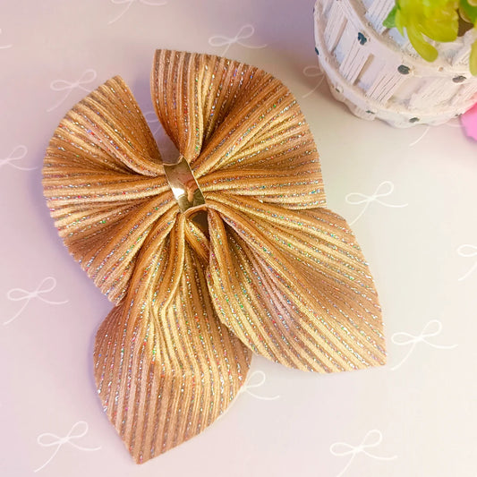 Lil’ Luxe Stripes Piggy Tail Bow Alligator Clip